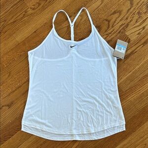 Nike Dri-fit White Tank Top running exercise workout racer back thin lightweight